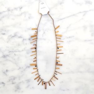 NWT. Express Gold Bar and Black Beads Chained Necklace.